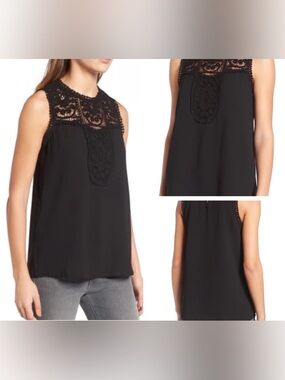 Halogen (Nordstrom) | Black Sleeveless Crochet Top | Size XXL